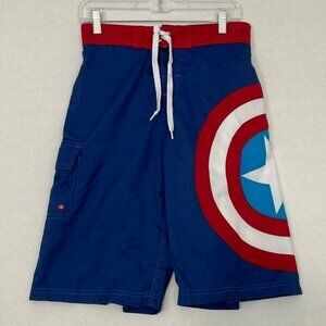 Marvel Swim Trunks with Side Pocket, Captain America, Mesh Lining, Medium